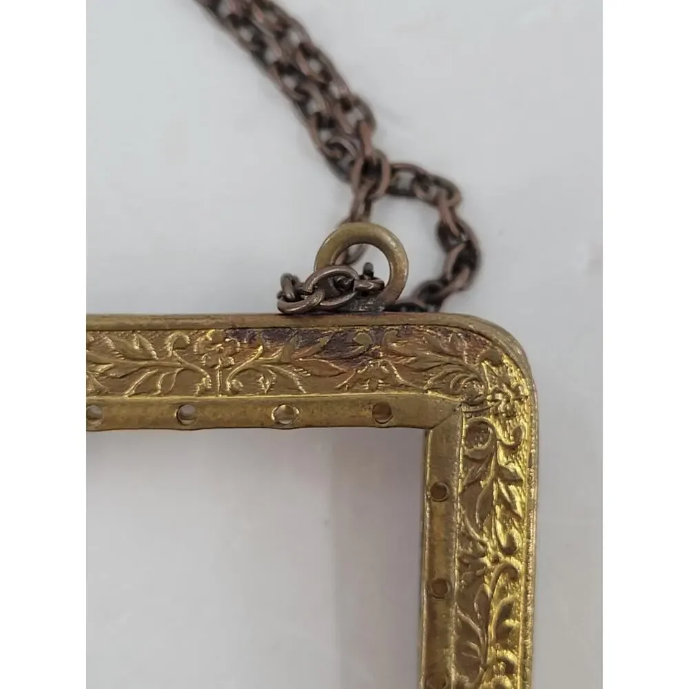 Antique French Art Nouveau Purse Frame Romantic‎ Parisian Gold Clasp